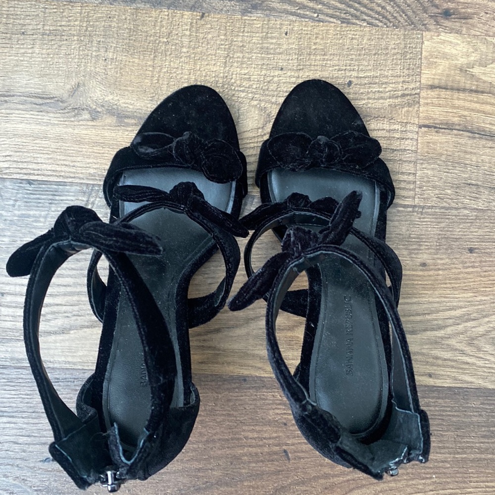 Banana Republic black 2inch heel velvet stiletto sandals